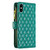 For iPhone X / XS Diamond Lattice Zipper Wallet Leather Flip Phone Case(Green)