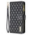 For iPhone 12 mini Diamond Lattice Zipper Wallet Leather Flip Phone Case (Black)