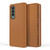 For Samsung Galaxy Z Fold4 Split Type Horizontal Flip Foldable Leather Phone Case(Fiber Brown)