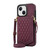 For iPhone 13 mini Rhombic Texture RFID Phone Case with Lanyard & Mirror(Wine Red)