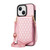 For iPhone 13 mini Rhombic Texture RFID Phone Case with Lanyard & Mirror(Rose Gold)