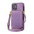 For iPhone 11 Rhombic Texture RFID Phone Case with Lanyard & Mirror(Purple)