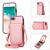 For iPhone 6s Plus / 6 Plus Rhombic Texture RFID Phone Case with Lanyard & Mirror(Rose Gold)