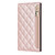 For iPhone 11 Grid Texture Lanyard Zipper Leather Phone Case(Rose Gold)