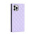 For iPhone 12 / 12 Pro Grid Texture Lanyard Zipper Leather Phone Case(Purple)