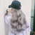 Hat Big Curve Wig One-piece Long Curly Chemical Fiber Headgear for Women(Black)