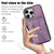 For iPhone 12 mini Zipper RFID Card Slot Phone Case with Short Lanyard(Purple)