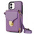 For iPhone 11 Zipper Hardware Card Wallet Phone Case(Purple)