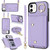 For iPhone 11 Zipper Card Bag Phone Case with Dual Lanyard(Purple)