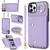 For iPhone 12 Pro Max Zipper Card Bag Phone Case with Dual Lanyard(Purple)