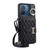 For Xiaomi Redmi 12C Horizontal Card Bag Ring Holder Phone Case with Dual Lanyard(Black)