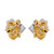Women Fashion Gold-Plated Inlaid Colored Crystal with White Flower Stud Earrings