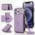 For iPhone 12 mini Multi-functional Cross-body Card Bag TPU+PU Back Cover Case with Holder & Card Slot & Wallet (Purple)