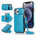 For iPhone 12 / 12 Pro Multi-functional Cross-body Card Bag TPU+PU Back Cover Case with Holder & Card Slot & Wallet(Blue)