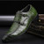 Crocodile Pattern Business Flat Bottom Leather Formal Shoes, Size:44(Green)