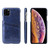 For iPhone 11 Pro Max Fierre Shann Retro Oil Wax Texture PU Leather Case with Card Slots (Blue)