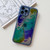 For iPhone 12 Pro Max Oil Painting Electroplating TPU Phone Case(Blue)