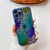 For iPhone 12 Pro Max Oil Painting Electroplating TPU Phone Case(Blue)