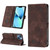 For iPhone 15 Plus Skin-feel Embossed Leather Phone Case(Brown)