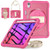 For iPad mini 6 Heavy Duty Hybrid Tablet Case with Handle & Strap(Rose Red)