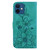 For iPhone 12 / 12 Pro Lily Embossed Leather Phone Case(Green)