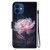 For iPhone 12 mini Crystal Texture Colored Drawing Leather Phone Case(Purple Peony)