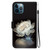 For iPhone 12 / 12 Pro Crystal Texture Colored Drawing Leather Phone Case(Crystal Peony)