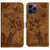 For iPhone 15 Pro Butterfly Cat Embossing Flip Leather Phone Case(Brown)
