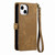 For iPhone 12 Pro Max Geometric Zipper Wallet Side Buckle Leather Phone Case(Brown)
