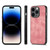 For iPhone 15 Vintage Leather PC Back Cover Phone Case(Pink)