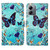 For Motorola Moto G14 Colored Drawing Pattern Plain Weave Leather Phone Case(Caring Butterfly)