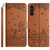 For Samsung Galaxy S23 FE Cat Embossing Pattern Leather Phone Case with Lanyard(Brown)