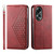 For OPPO A58 4G Cubic Grid Calf Texture Magnetic Leather Phone Case(Red)