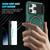 For iPhone 14 Pro Max Sliding Camshield Magsafe Holder TPU Hybrid PC Phone Case(Deep Green)