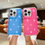 For iPhone 15 Pro Glitter Powder 3-in-1 TPU + PC Phone Case(Blue)