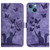 For iPhone 13 Butterfly Cat Embossing Flip Leather Phone Case(Purple)