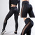 Women Leggings Sexy Pants Push Up Fitness Gym Leggins Running Mesh Leggins Seamless Workout Pants L, Size:L (Black)