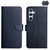 For Samsung Galaxy A25 5G HT02 Genuine Leather Fingerprint-proof Flip Phone Case(Blue)