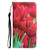 For iPhone 14 Colored Drawing Leather Phone Case (Tulips)