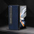 For Samsung Galaxy Z Fold4 5G Carbon Fiber Texture Integrated Protective Phone Case with Holder(Dark Blue)
