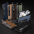 For Samsung Galaxy Z Fold4 5G Carbon Fiber Texture Integrated Protective Phone Case with Holder(Dark Blue)