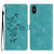 For iPhone X / XS Flower Embossing Pattern Leather Phone Case(Sky Blue)