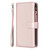 For iPhone 14 Pro Max 9 Card Slots Zipper Wallet Leather Flip Phone Case(Rose Gold)