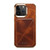 For iPhone 15 Pro Max Denior Oil Wax Leather Electroplating Card Slot Holder Phone Case(Brown)