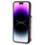 For iPhone 14 Pro Grid Texture Card Bag Phone Case with Lanyard(Rose Gold)
