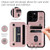 For iPhone 14 Pro Grid Texture Card Bag Phone Case with Lanyard(Rose Gold)