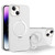 For iPhone 13 MagSafe Metal Holder Frosted Translucent Phone Case(White)