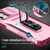For iPhone 12 / 12 Pro Sliding Camshield Holder Phone Case(Pink + Rose Red)