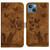 For iPhone 13 Butterfly Cat Embossing Flip Leather Phone Case(Brown)