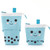 ANGOO Cute Girl Heart Multifunctional Pen Holder Stationery Retractable Storage Bag(Blue Silk Velvet Tea)